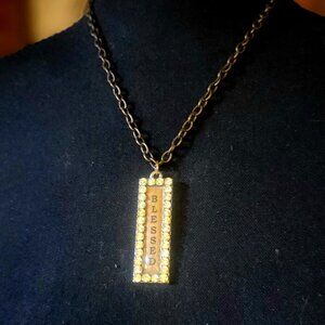 FUN FASHION! Antique gold BLESSING message pendant